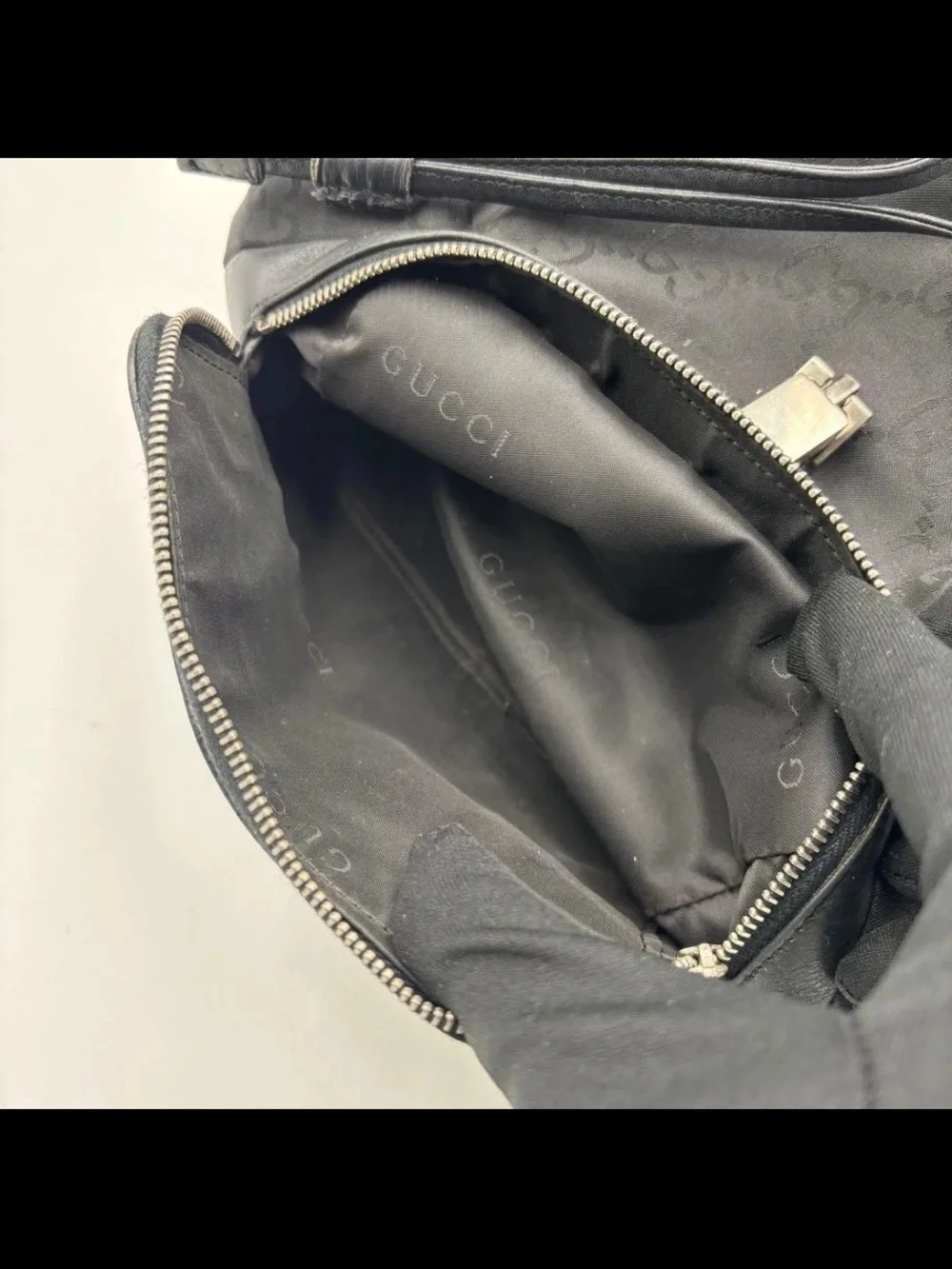 Gucci Black Monogram Canvas and Leather Backpack